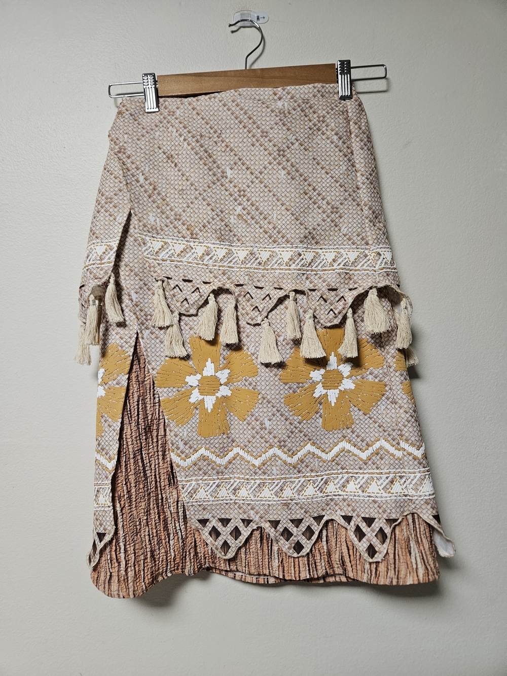 Disney Girls' Cream & Mustard Tassel Boho Skirt